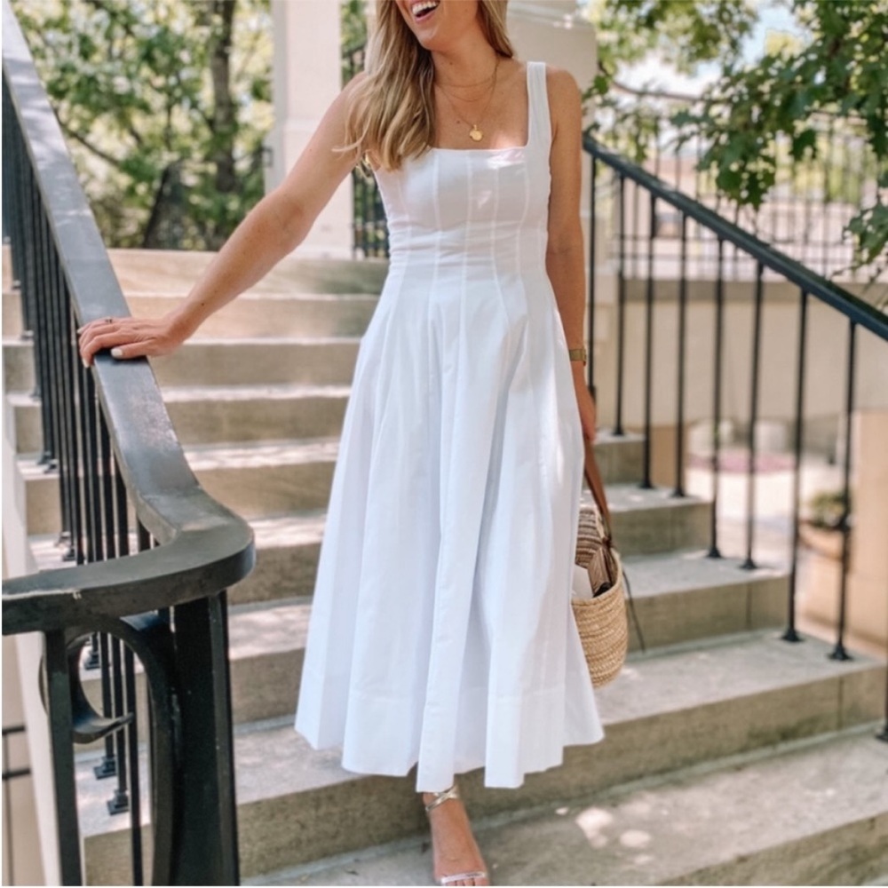 STAUD Wells White Maxi Dress - Size 8